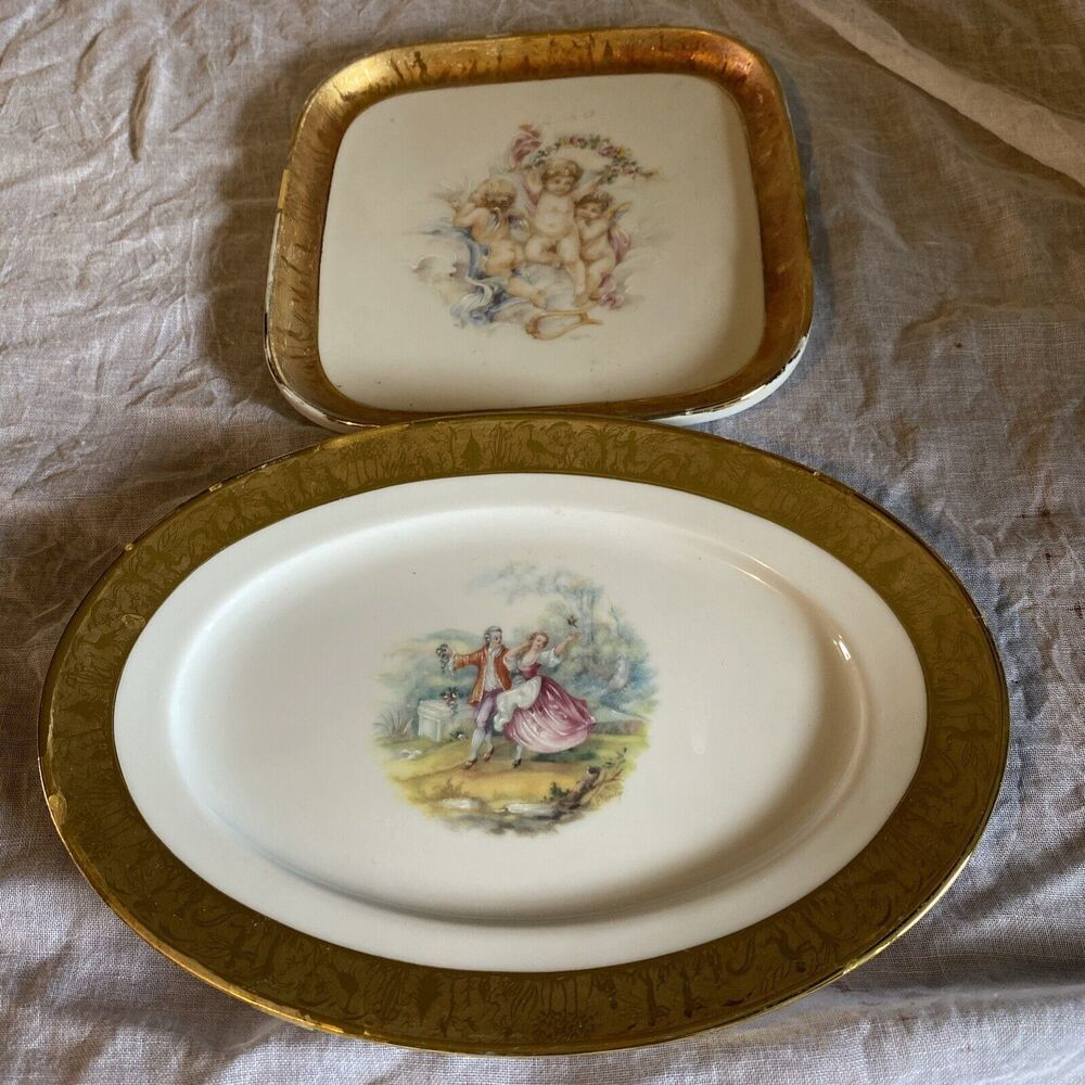 Vintage Depos T Limoges France Oval & Square Plates